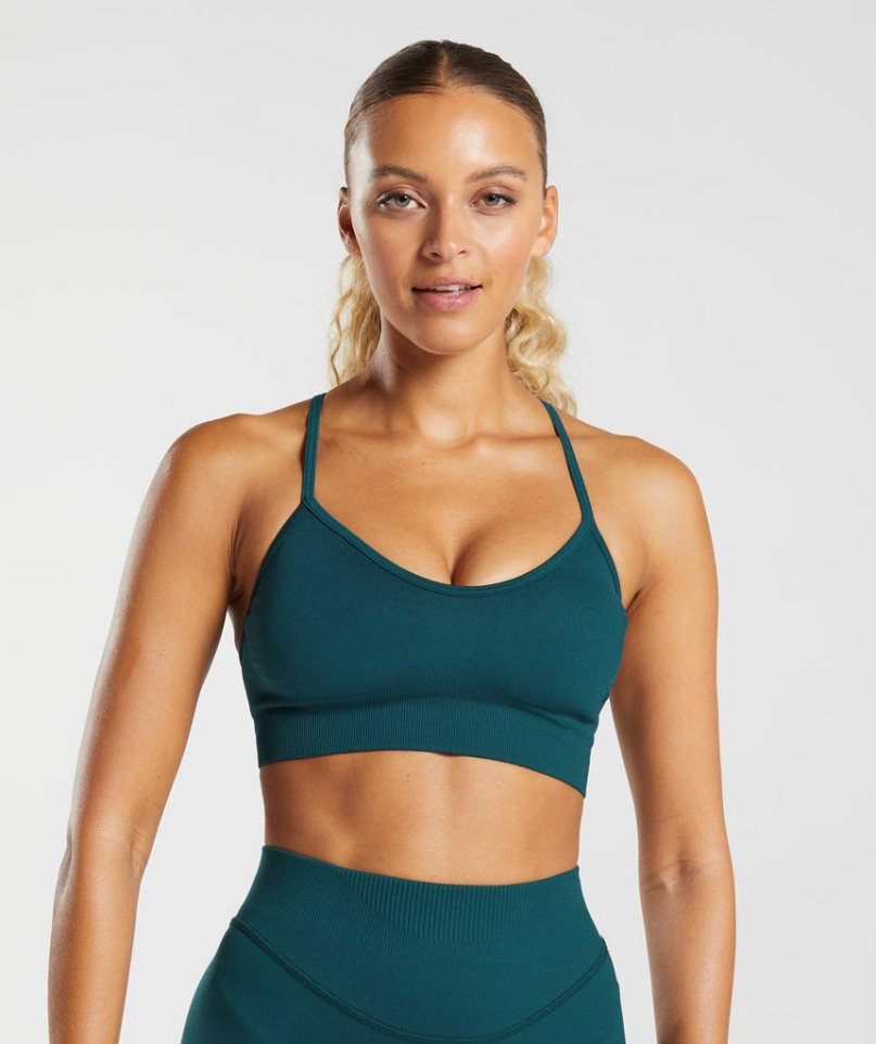 Gymshark Sweat Seamless Női Sportmelltartó Türkiz | HU-H-468