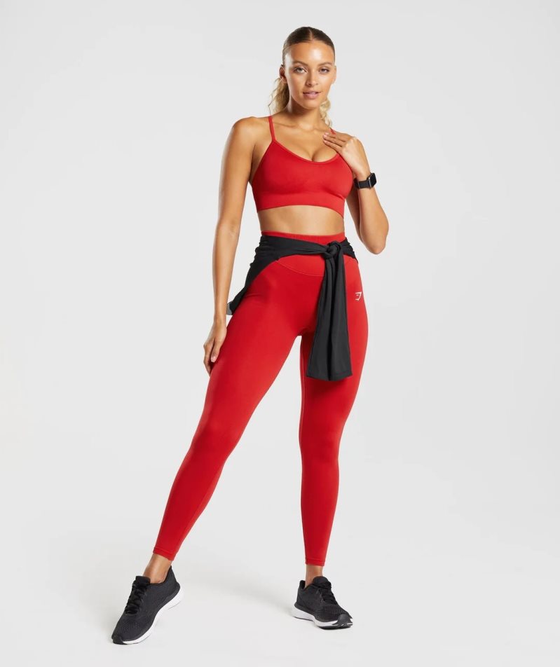 Gymshark Sweat Seamless Női Sportmelltartó Piros | HU-P-728