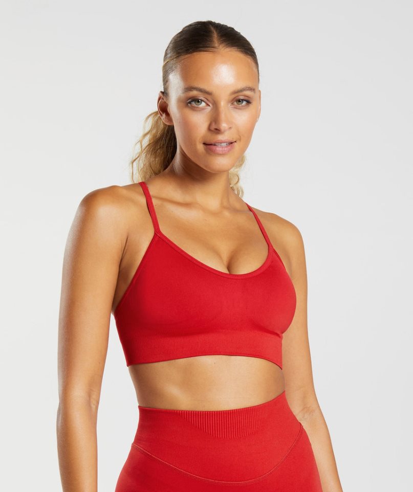 Gymshark Sweat Seamless Női Sportmelltartó Piros | HU-P-728