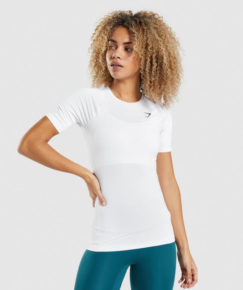Gymshark Torna Baselayer Női Póló Fehér | HU-J-879