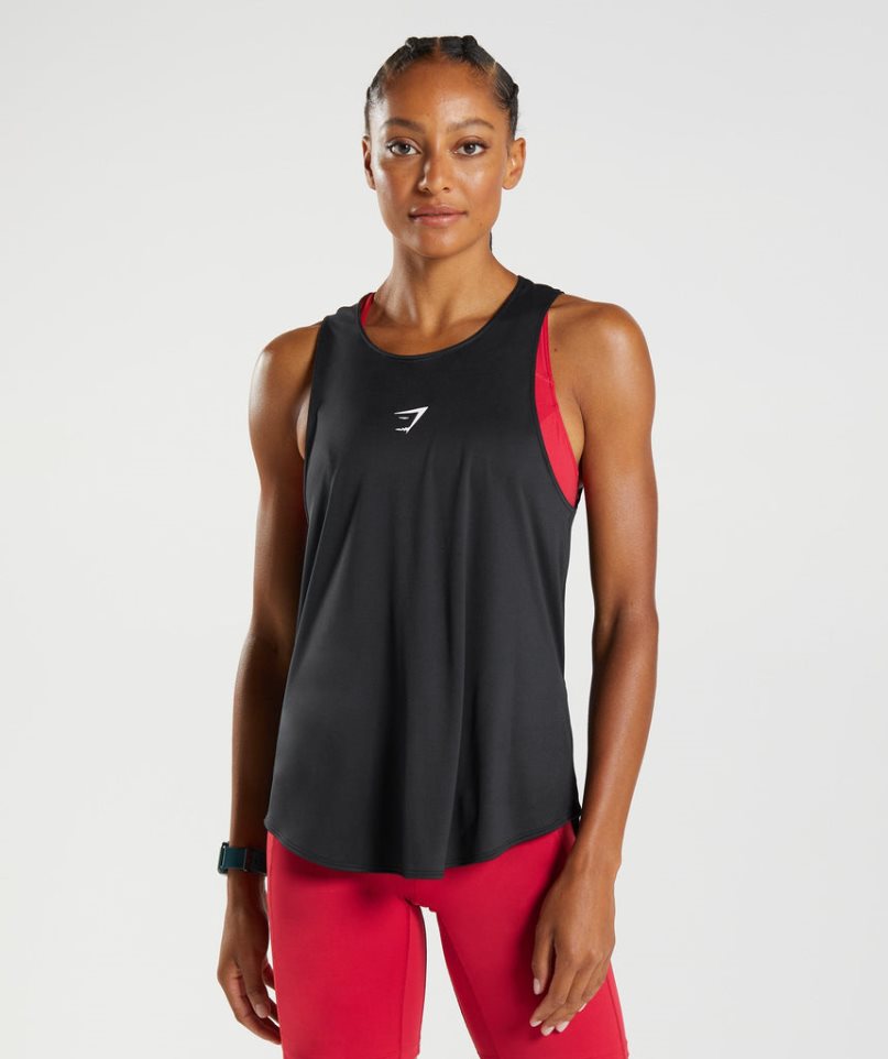 Gymshark Torna Brandmark Női Ujjatlan Póló Fekete | HU-B-137