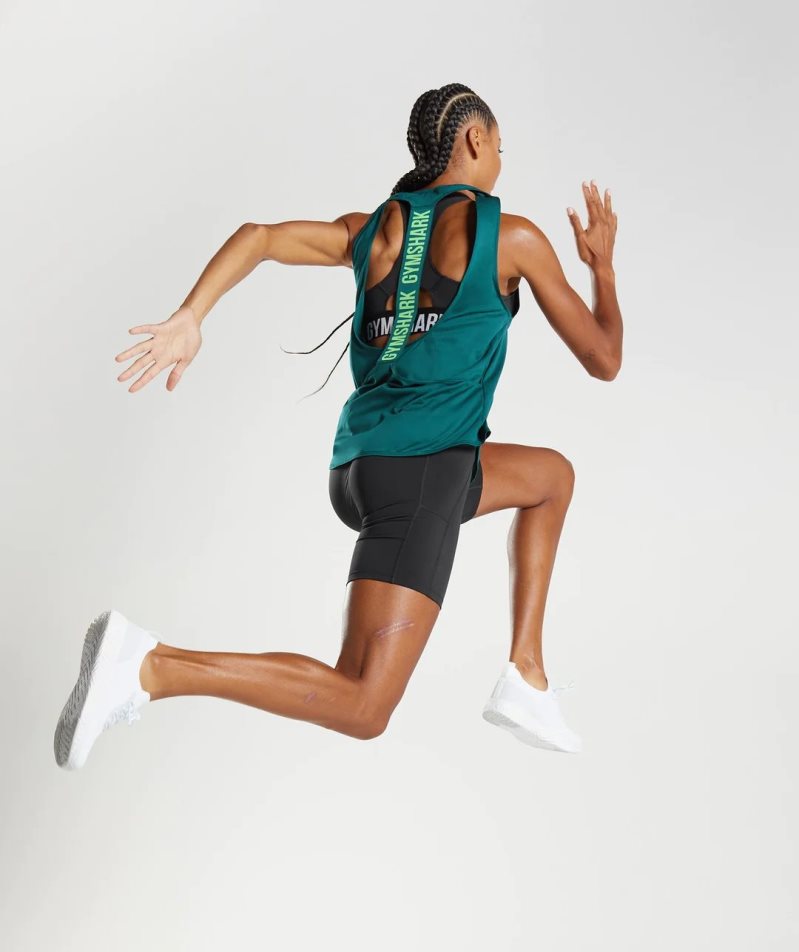 Gymshark Torna Brandmark Női Ujjatlan Póló Türkiz | HU-D-239