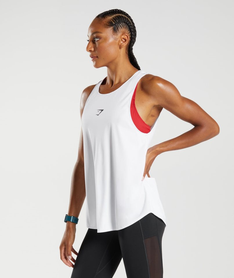 Gymshark Torna Brandmark Női Ujjatlan Póló Fehér | HU-I-259
