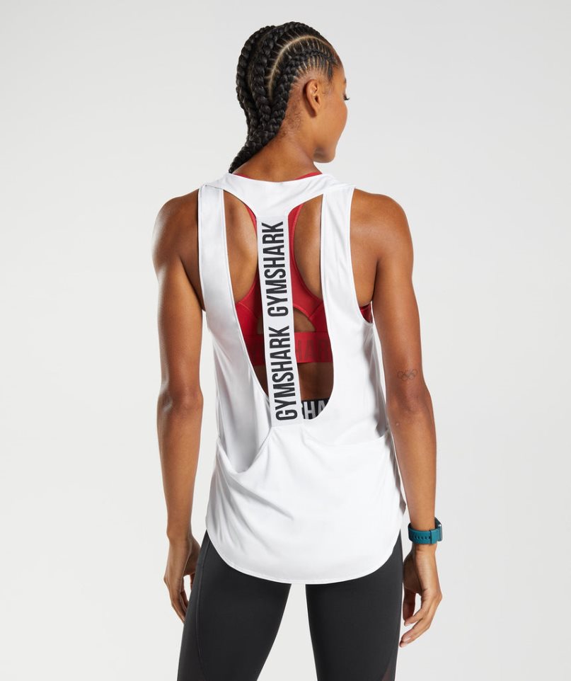Gymshark Torna Brandmark Női Ujjatlan Póló Fehér | HU-I-259