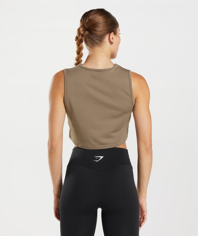 Gymshark Torna Crop Női Ujjatlan Póló Barna | HU-N-827