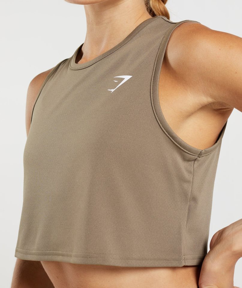 Gymshark Torna Crop Női Ujjatlan Póló Barna | HU-N-827