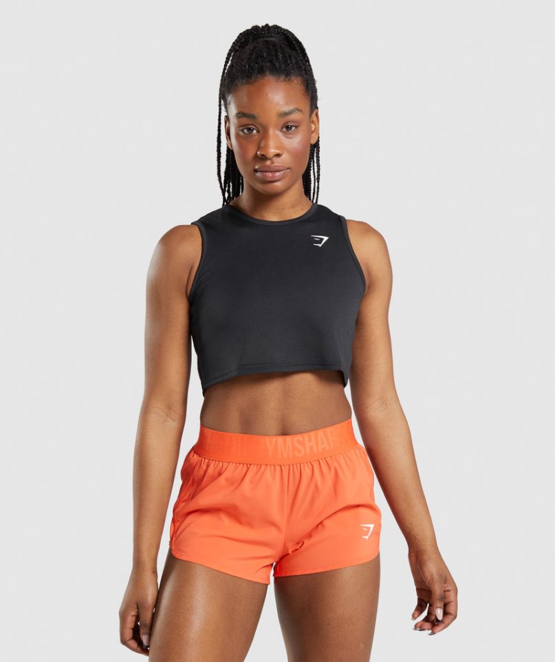 Gymshark Torna Crop Női Ujjatlan Póló Fekete | HU-P-065