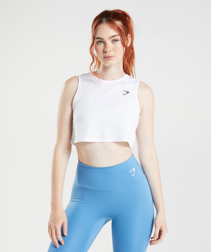 Gymshark Torna Crop Női Ujjatlan Póló Fehér | HU-V-934