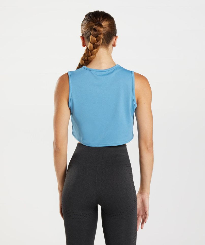 Gymshark Torna Crop Női Ujjatlan Póló Kék | HU-I-142
