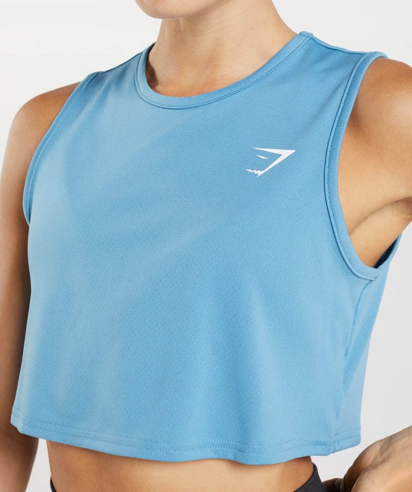 Gymshark Torna Crop Női Ujjatlan Póló Kék | HU-I-142