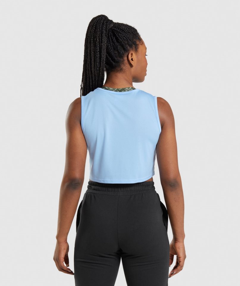 Gymshark Torna Crop Női Ujjatlan Póló Kék | HU-Q-703