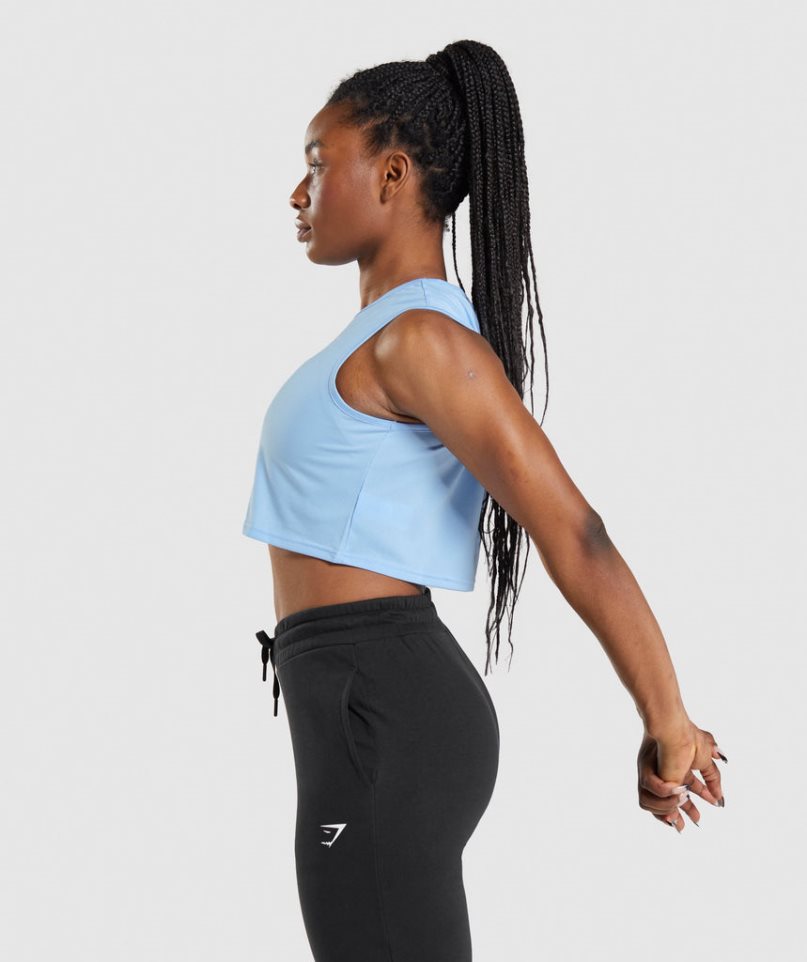 Gymshark Torna Crop Női Ujjatlan Póló Kék | HU-Q-703