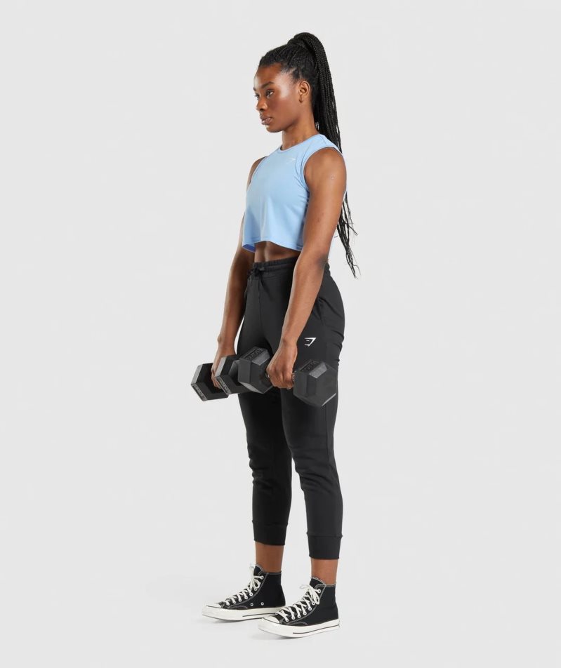Gymshark Torna Crop Női Ujjatlan Póló Kék | HU-Q-703