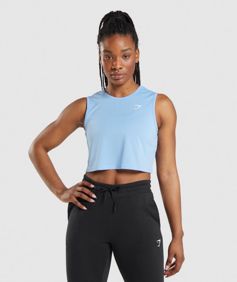 Gymshark Torna Crop Női Ujjatlan Póló Kék | HU-Q-703