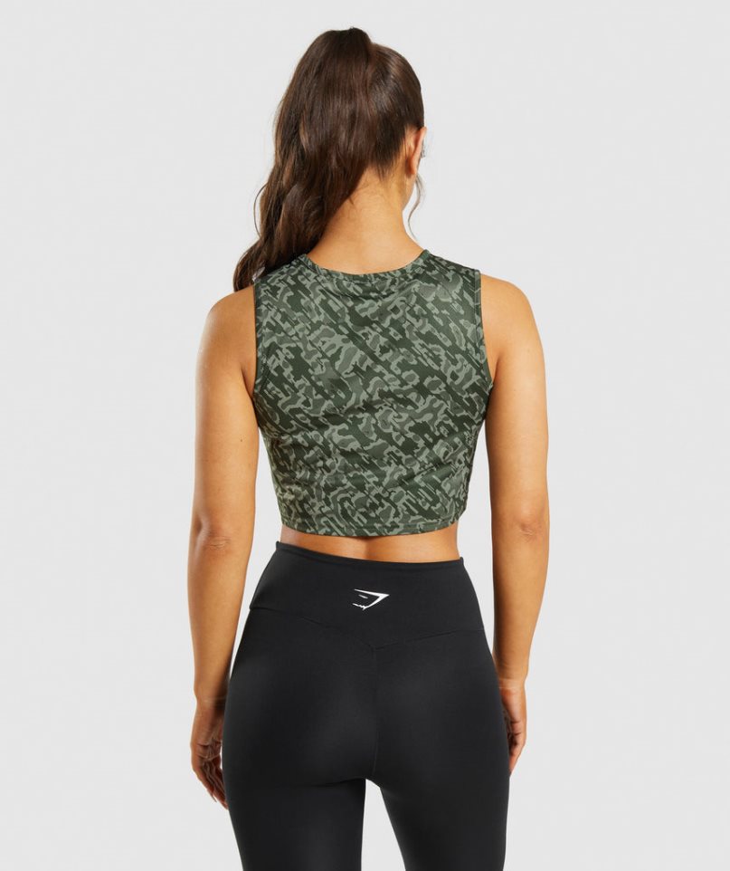 Gymshark Torna Crop Női Ujjatlan Póló Zöld | HU-D-345