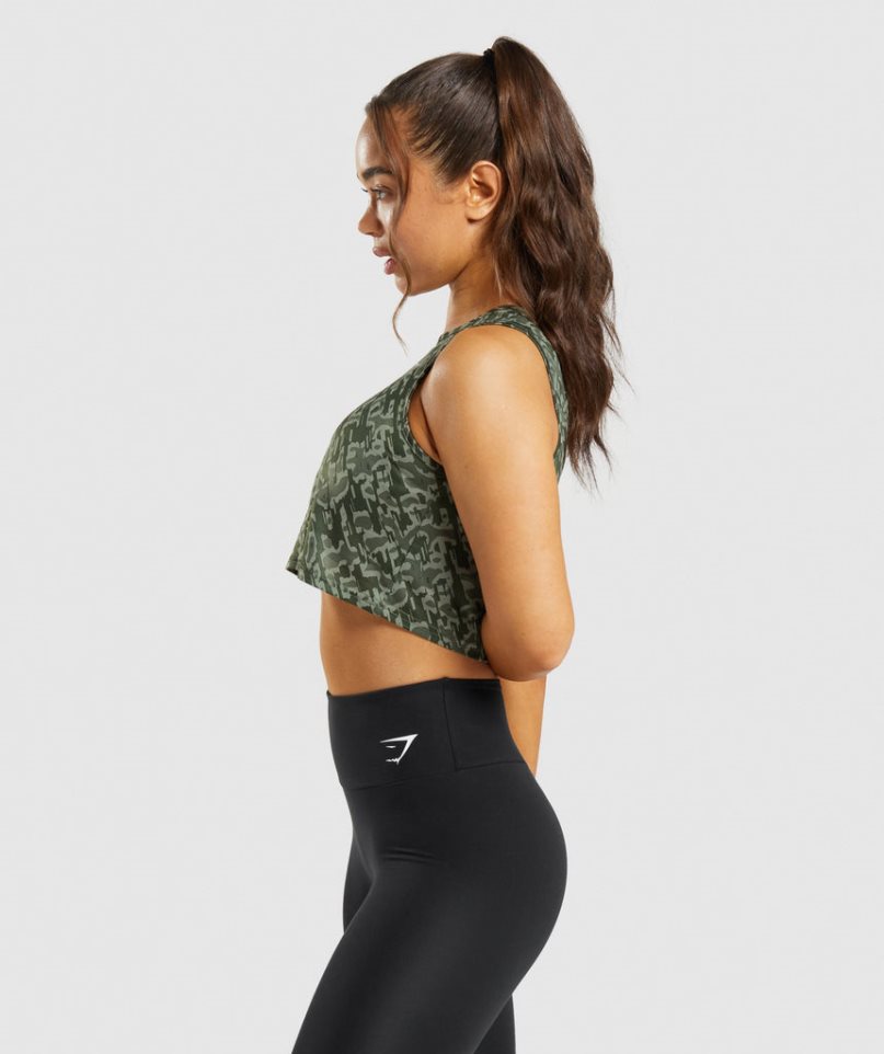 Gymshark Torna Crop Női Ujjatlan Póló Zöld | HU-D-345