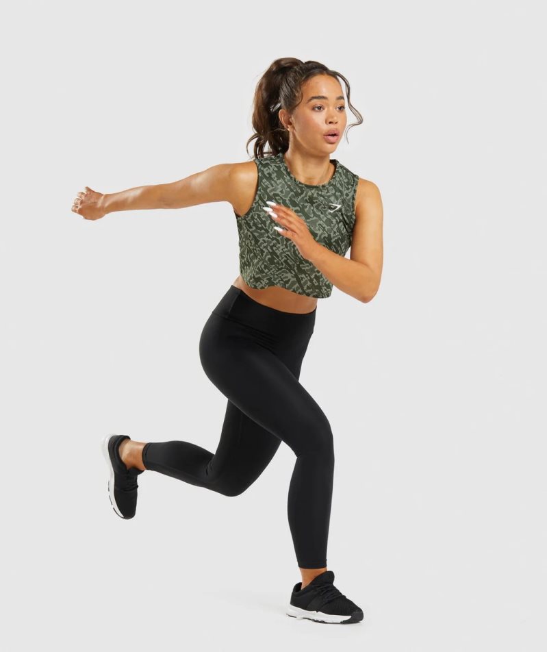 Gymshark Torna Crop Női Ujjatlan Póló Zöld | HU-D-345