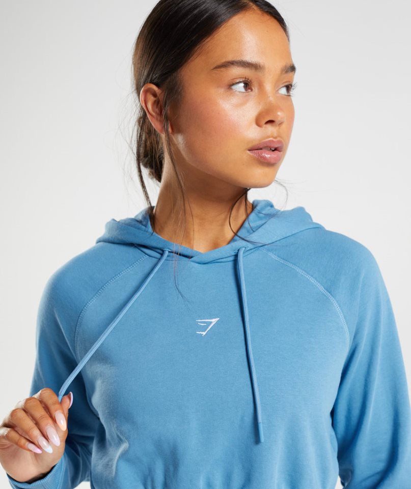 Gymshark Torna Cropped Női Kapucnis Pulóver Kék | HU-H-465