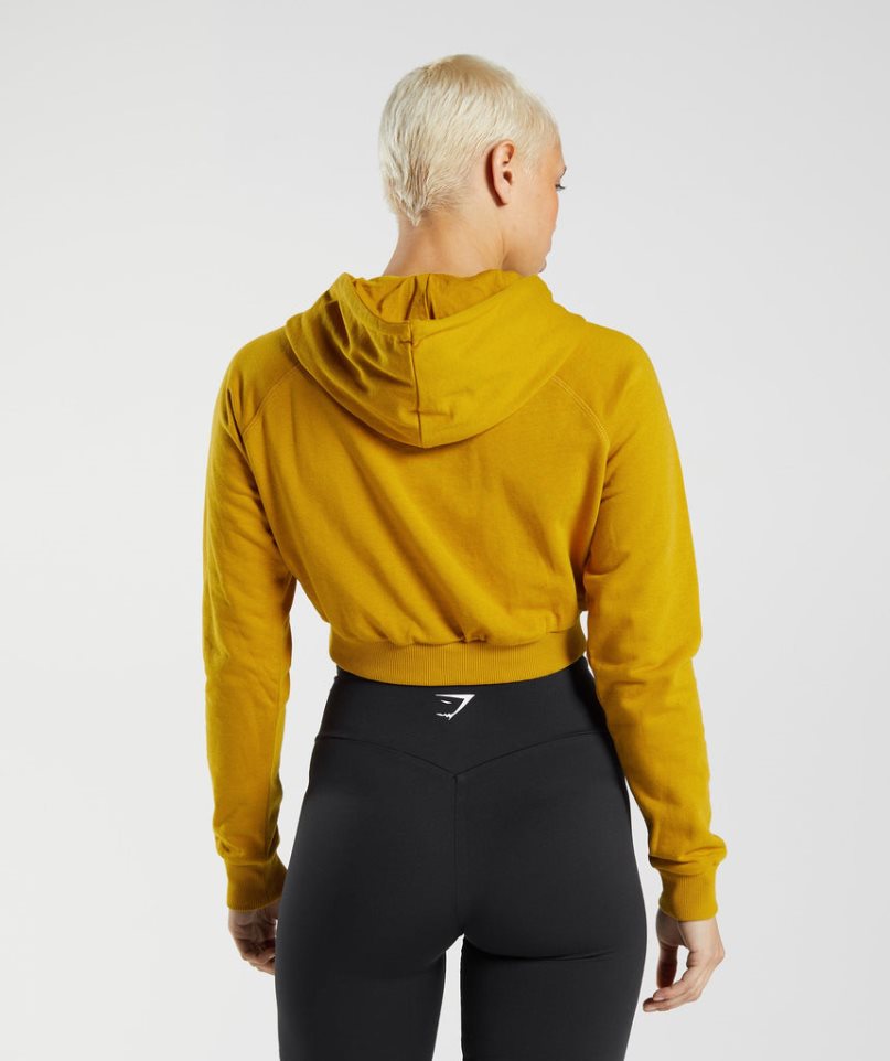 Gymshark Torna Cropped Női Kapucnis Pulóver Sárga | HU-M-704