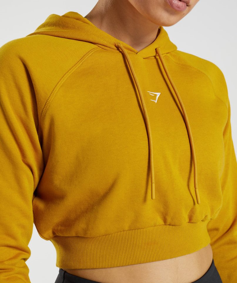 Gymshark Torna Cropped Női Kapucnis Pulóver Sárga | HU-M-704
