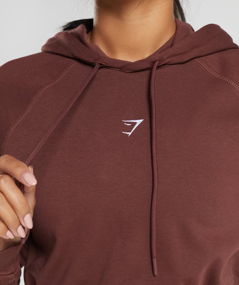 Gymshark Torna Cropped Női Kapucnis Pulóver Sötétbarna | HU-N-871
