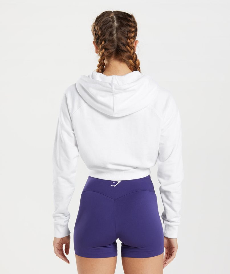 Gymshark Torna Cropped Női Kapucnis Pulóver Fehér | HU-S-756