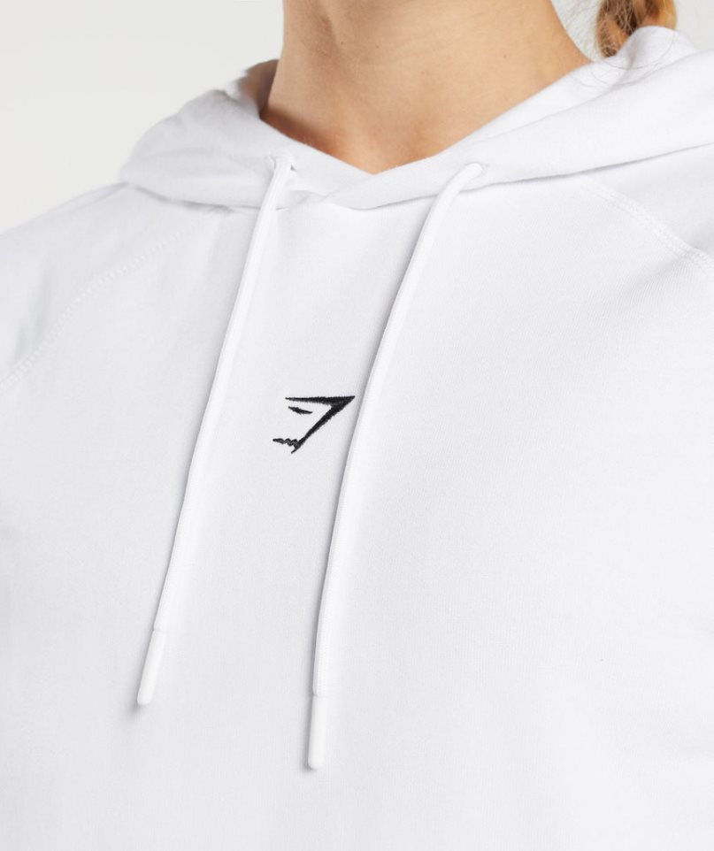 Gymshark Torna Cropped Női Kapucnis Pulóver Fehér | HU-S-756