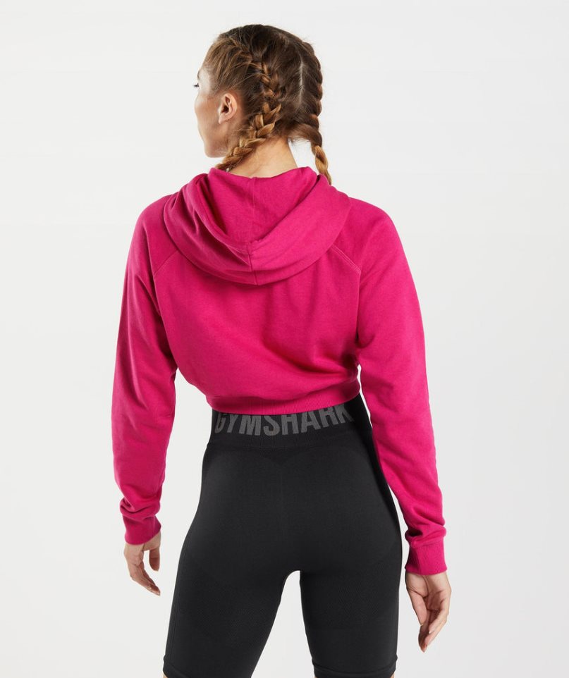 Gymshark Torna Cropped Női Kapucnis Pulóver Fukszia | HU-U-742