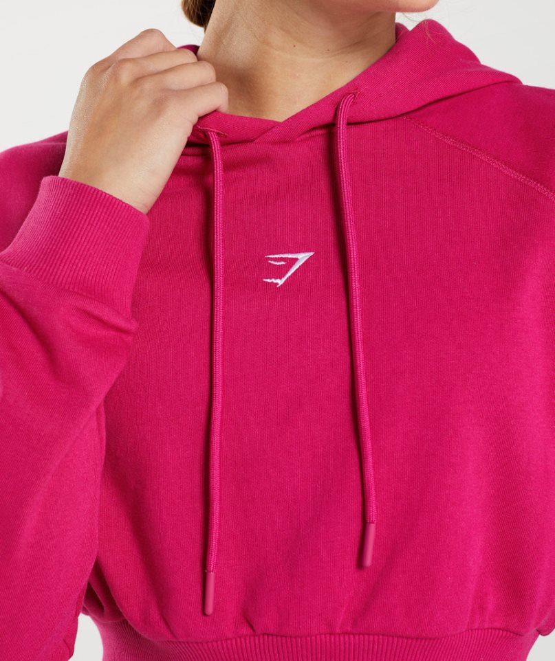 Gymshark Torna Cropped Női Kapucnis Pulóver Fukszia | HU-U-742