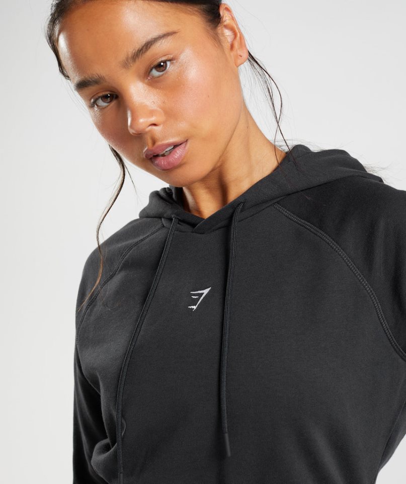 Gymshark Torna Cropped Női Kapucnis Pulóver Fekete | HU-W-380