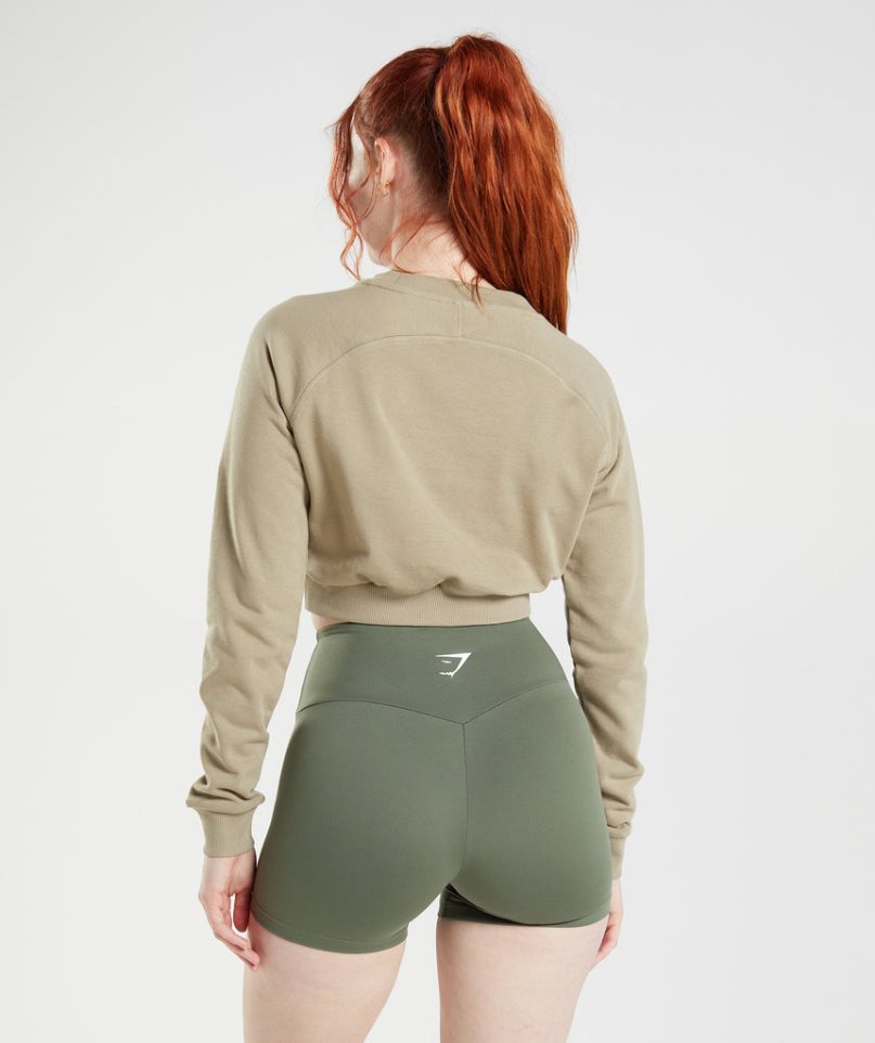 Gymshark Torna Cropped Női Pulóverek Bézs | HU-I-025