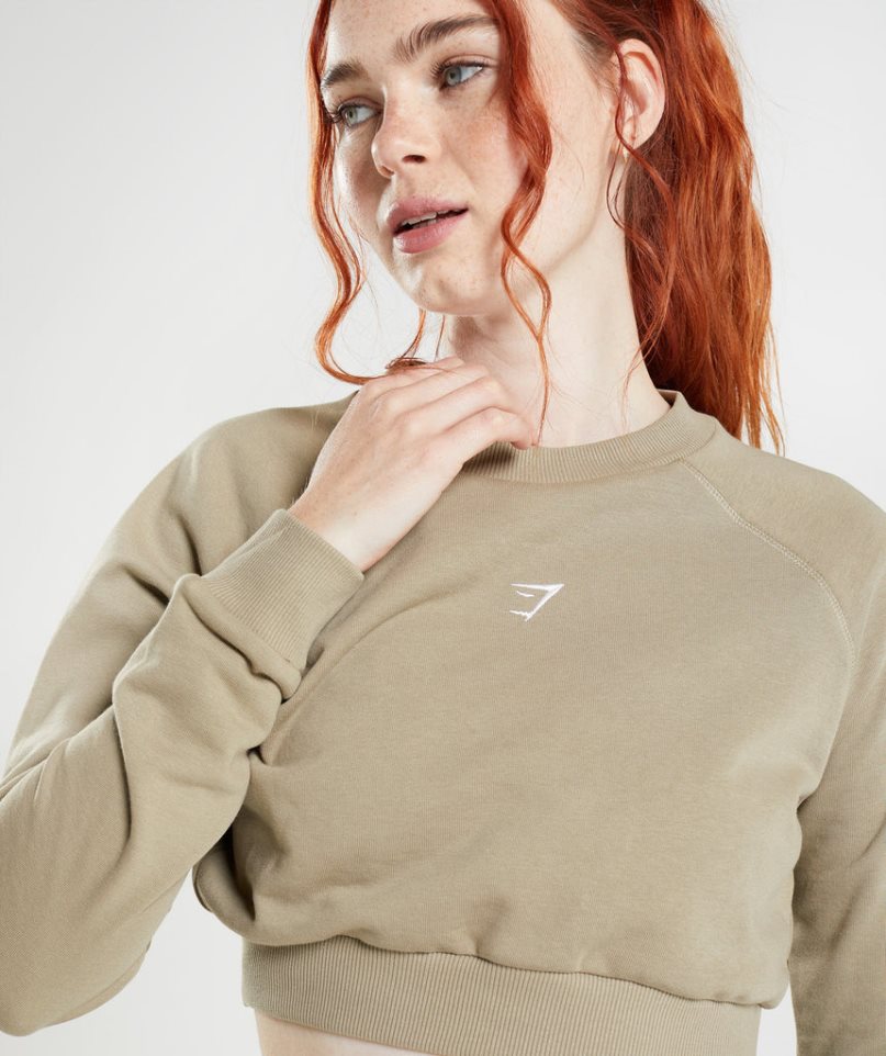 Gymshark Torna Cropped Női Pulóverek Bézs | HU-I-025