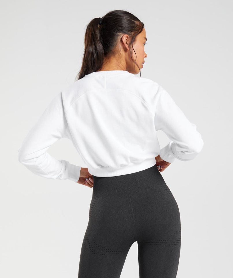 Gymshark Torna Cropped Női Pulóverek Fehér | HU-X-592