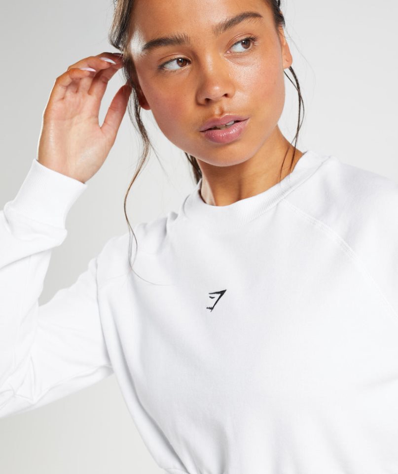 Gymshark Torna Cropped Női Pulóverek Fehér | HU-X-592