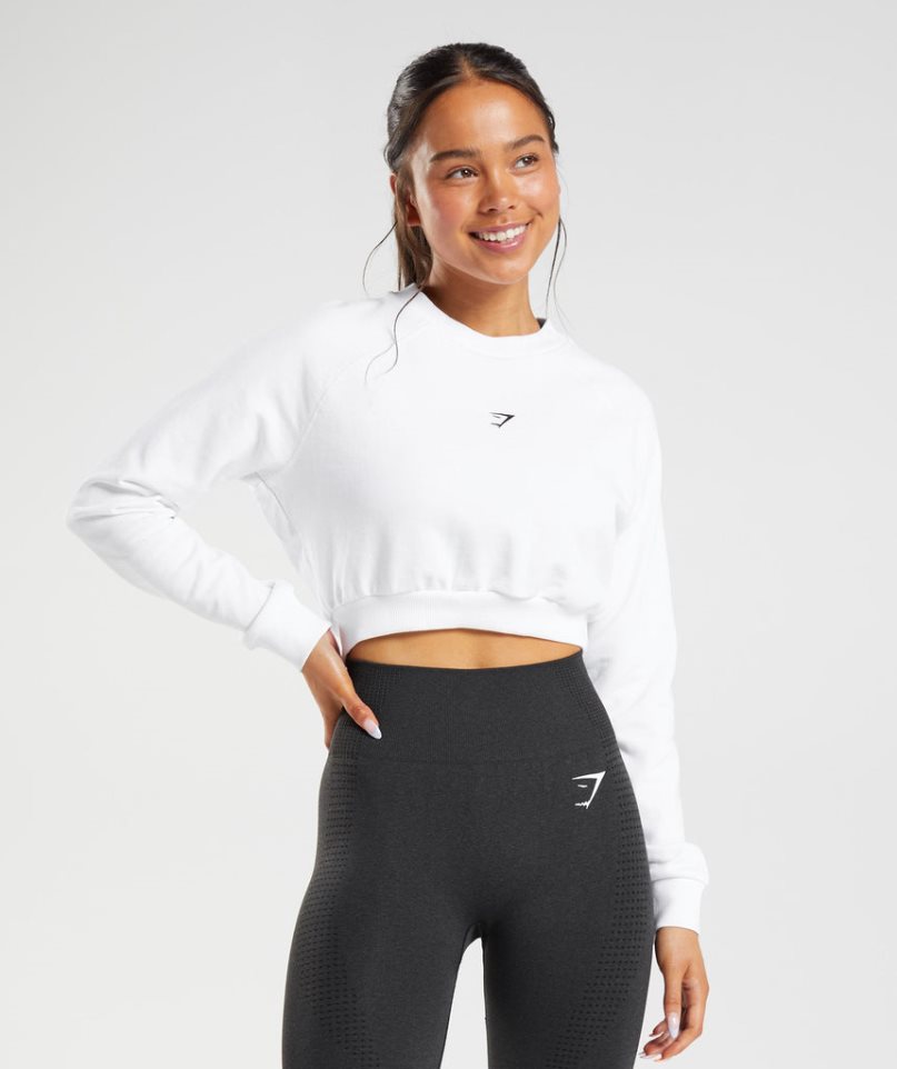 Gymshark Torna Cropped Női Pulóverek Fehér | HU-X-592