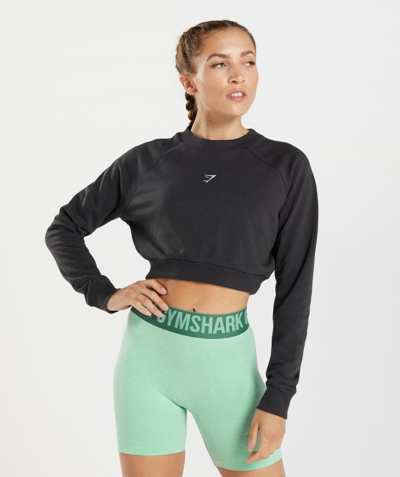 Gymshark Torna Cropped Női Pulóverek Fekete | HU-I-287