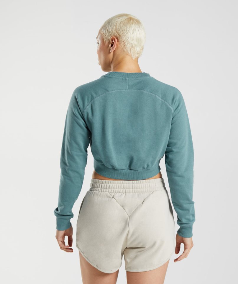 Gymshark Torna Cropped Női Pulóverek Türkiz | HU-J-253