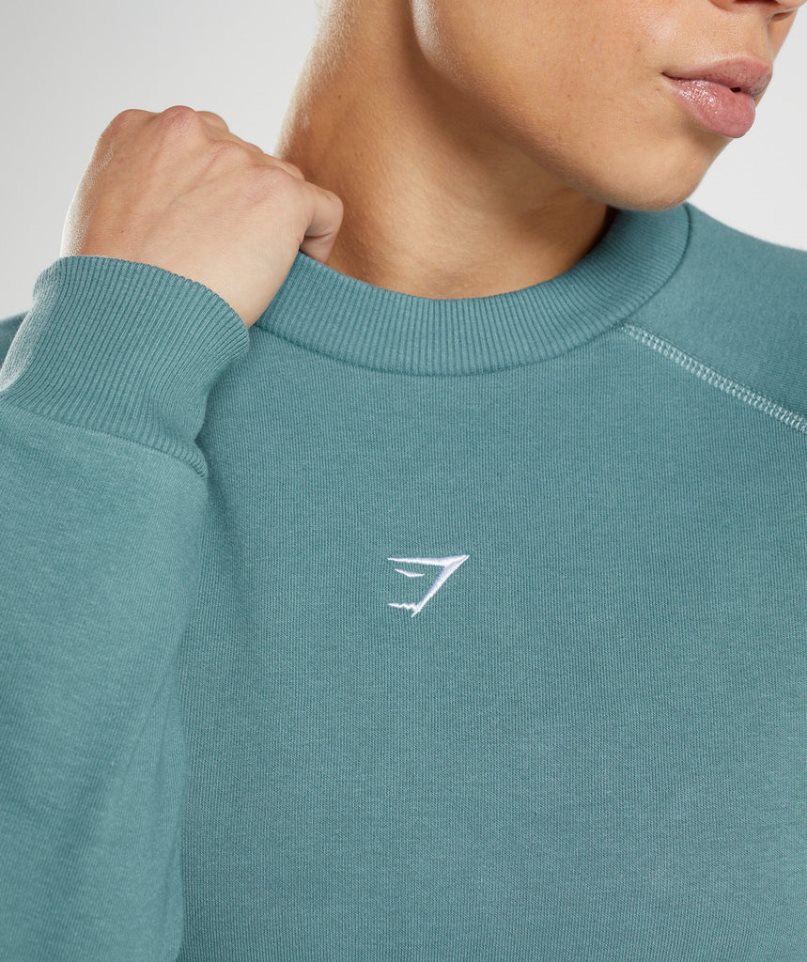 Gymshark Torna Cropped Női Pulóverek Türkiz | HU-J-253