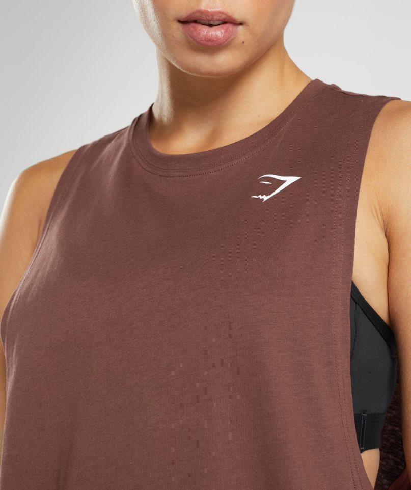 Gymshark Torna Drop Arm Női Ujjatlan Póló Sötétbarna | HU-A-682