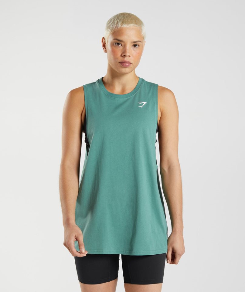 Gymshark Torna Drop Arm Női Ujjatlan Póló Zöld | HU-R-324