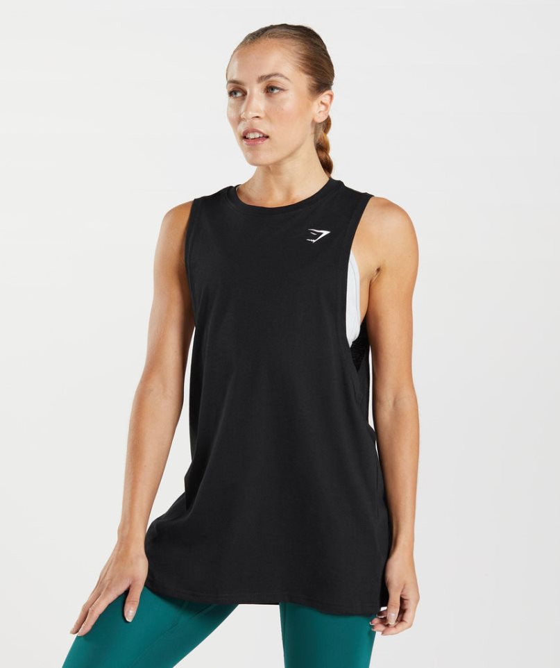 Gymshark Torna Drop Arm Női Ujjatlan Póló Fekete | HU-V-029
