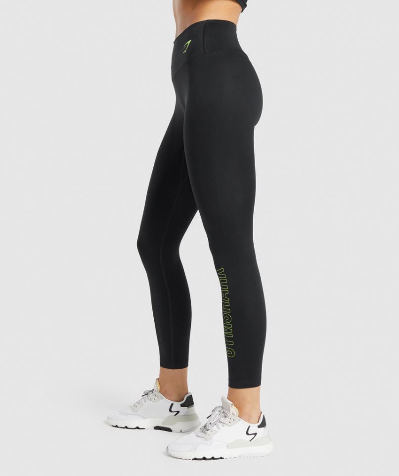 Gymshark Torna Grafika Női Leggings Fekete | HU-S-946