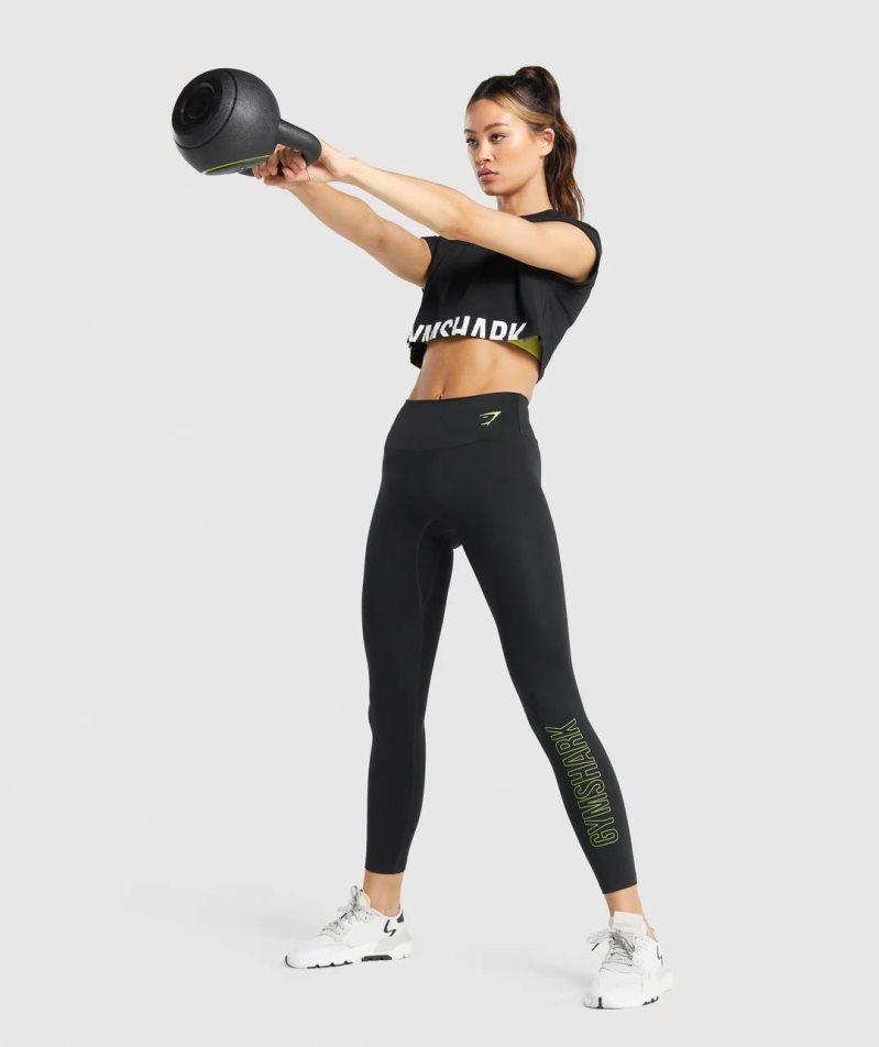 Gymshark Torna Grafika Női Leggings Fekete | HU-S-946