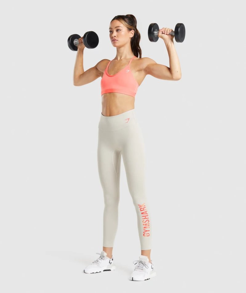 Gymshark Torna Grafika Női Leggings Krém | HU-G-270