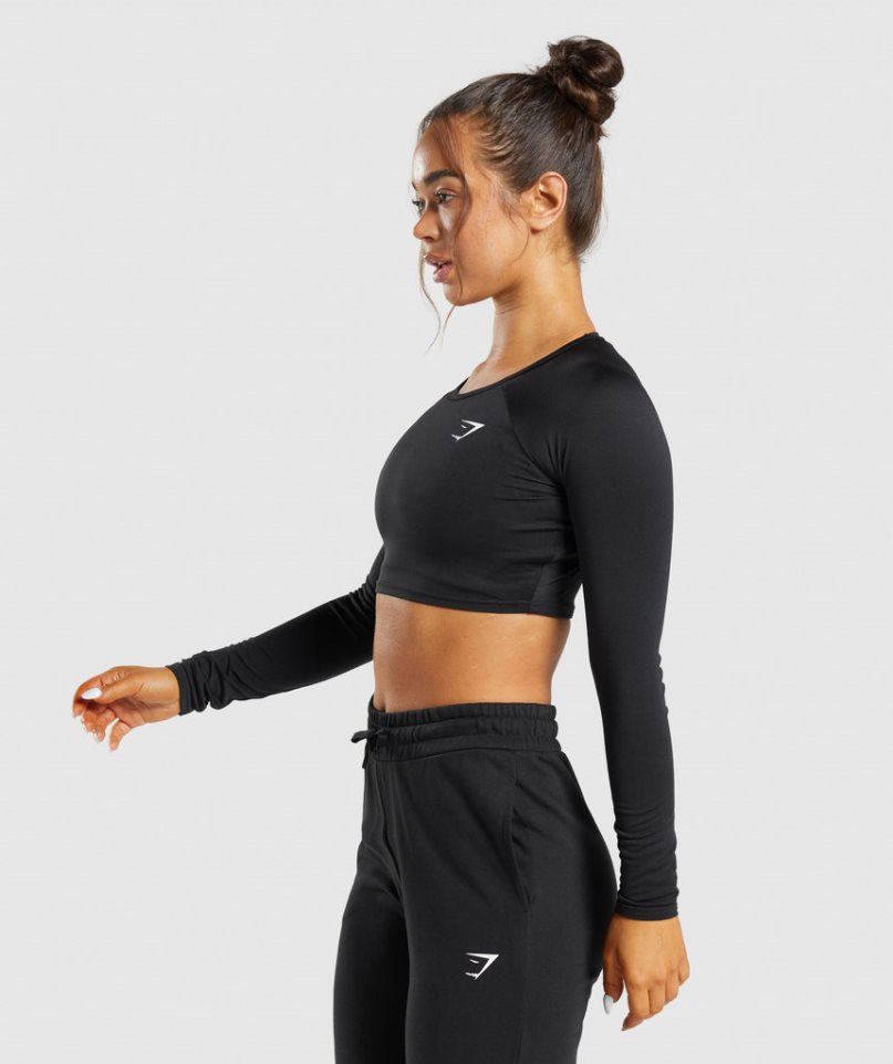 Gymshark Torna Long Sleeve Női Vágott Felsők Fekete | HU-D-953