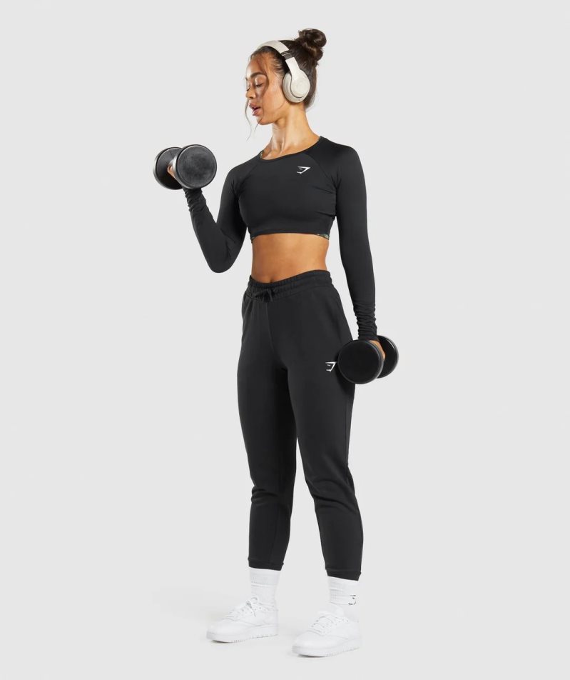 Gymshark Torna Long Sleeve Női Vágott Felsők Fekete | HU-D-953