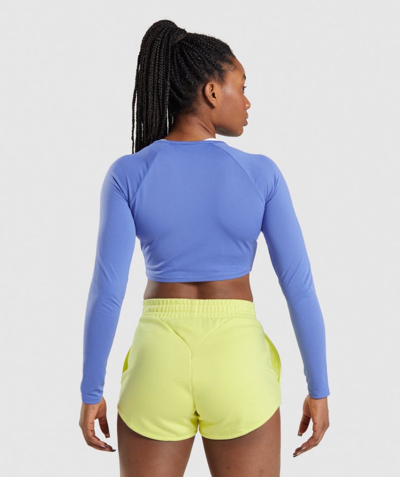 Gymshark Torna Long Sleeve Női Vágott Felsők Kék | HU-J-712