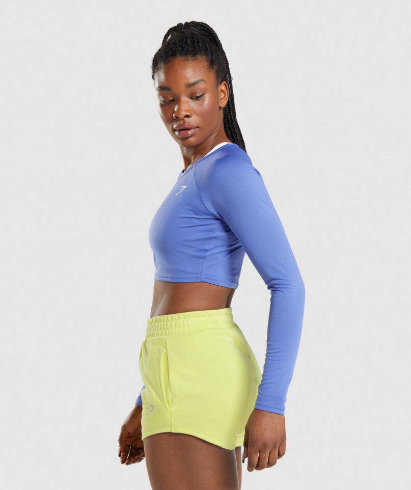 Gymshark Torna Long Sleeve Női Vágott Felsők Kék | HU-J-712