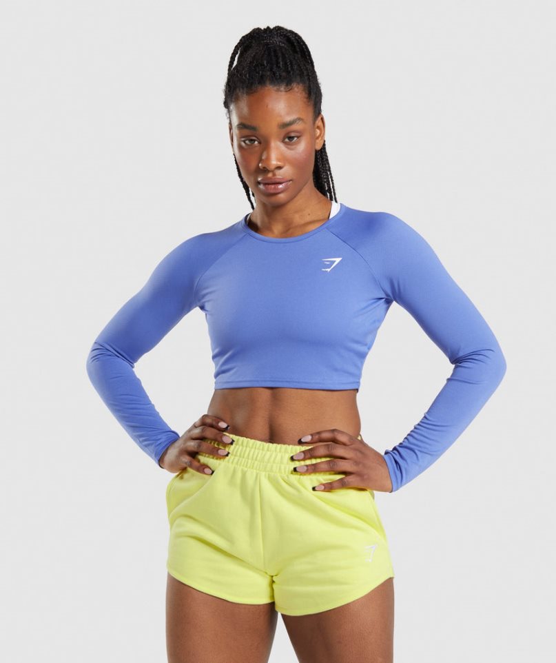 Gymshark Torna Long Sleeve Női Vágott Felsők Kék | HU-J-712