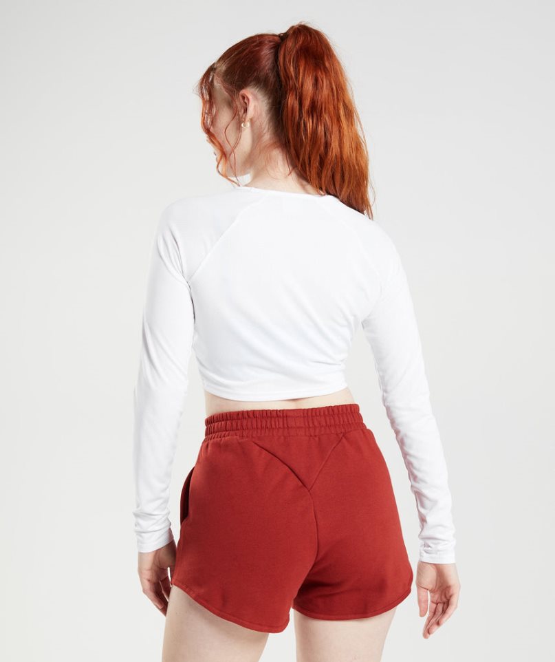 Gymshark Torna Long Sleeve Női Vágott Felsők Fehér | HU-N-783